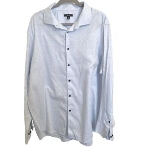 ALFANI BUTTON DOWN SIZE XXL LIGHT BLUE BLACK BUTTONS PINSTRIPE